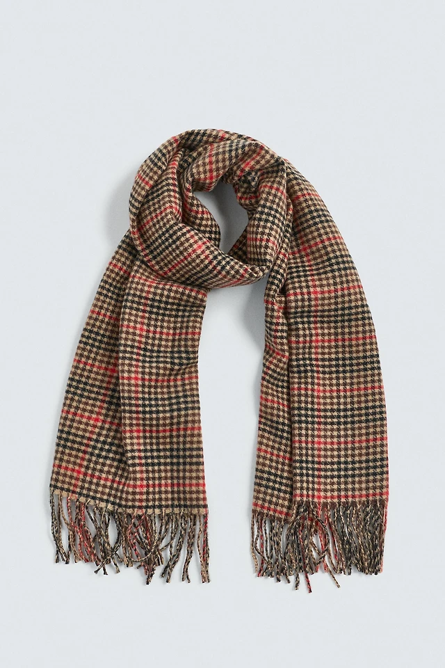 Zara PLAID FRINGE SCARF Place Rosemère