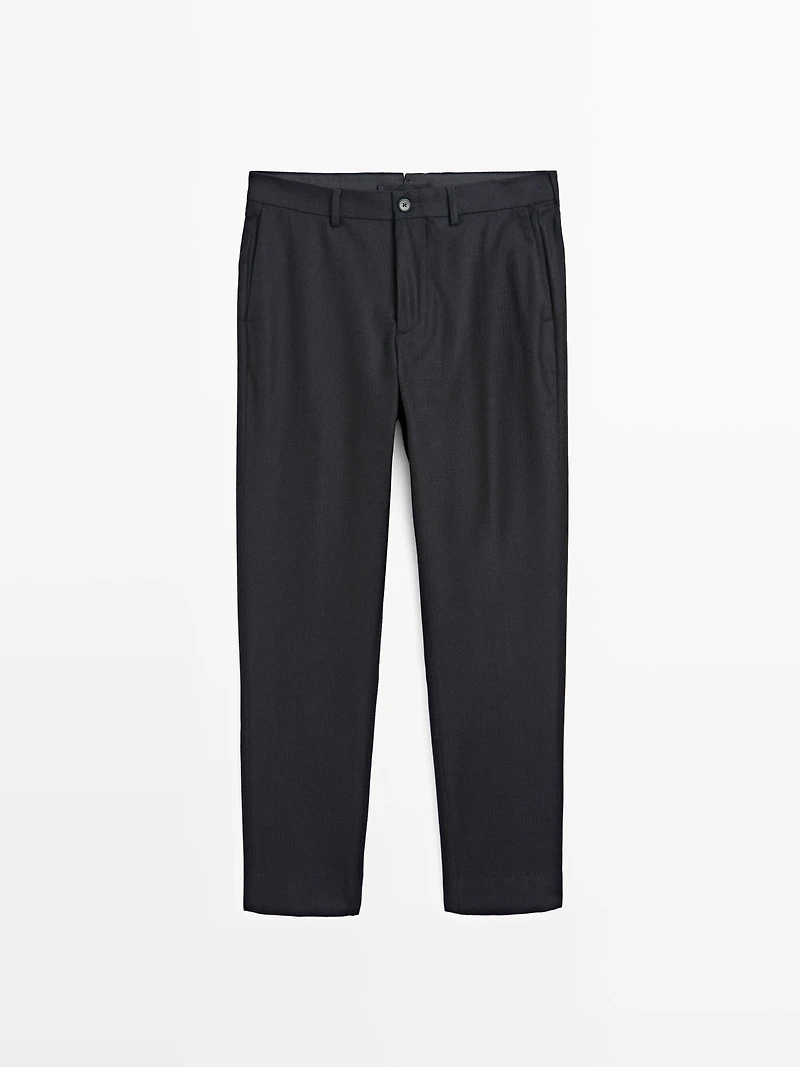100% wool corduroy-effect flannel trousers