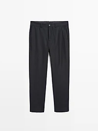 100% wool corduroy-effect flannel trousers