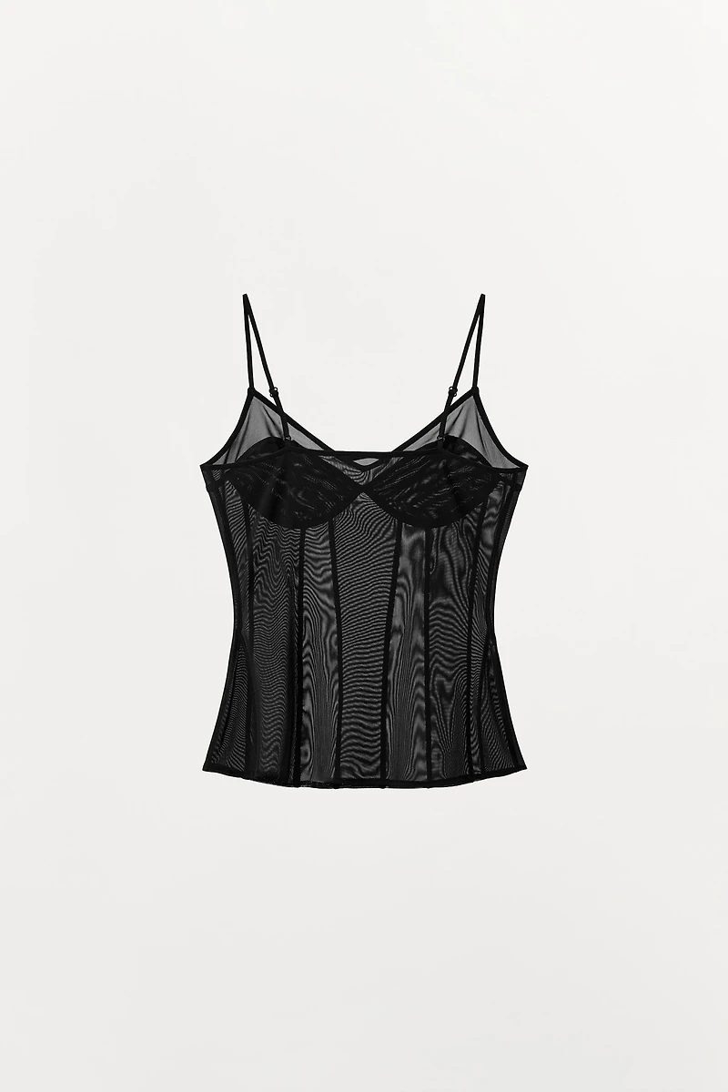 UNDERWIRED TULLE LINGERIE STYLE TOP