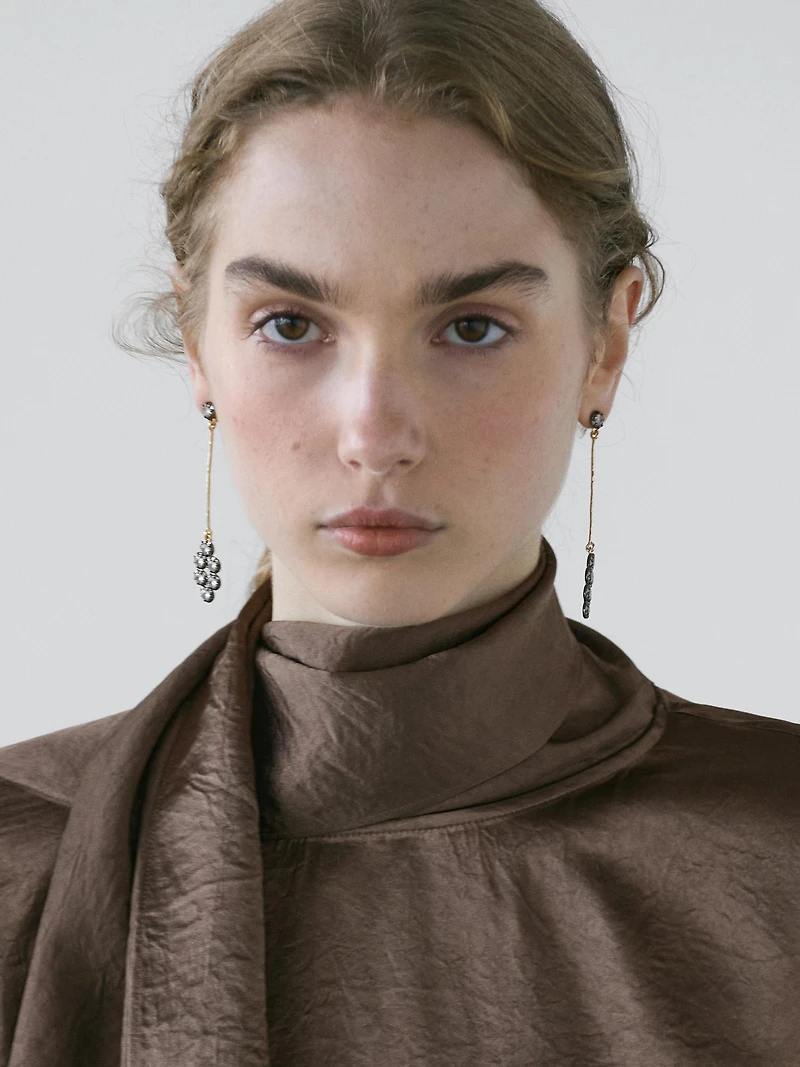 Chemisier fluide satiné nœud