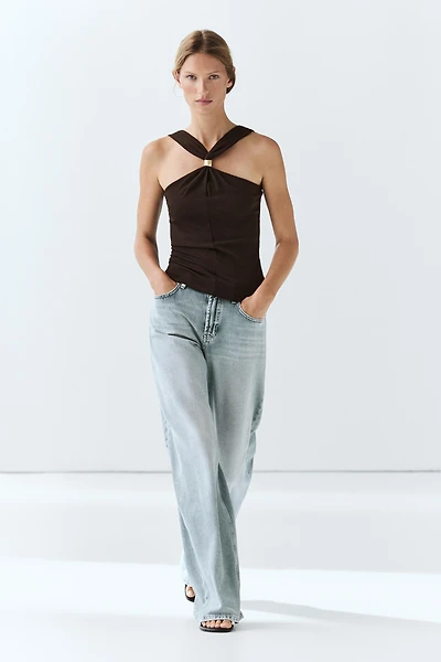 Halter top with jewel straps