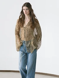 Flowing animal print blouse