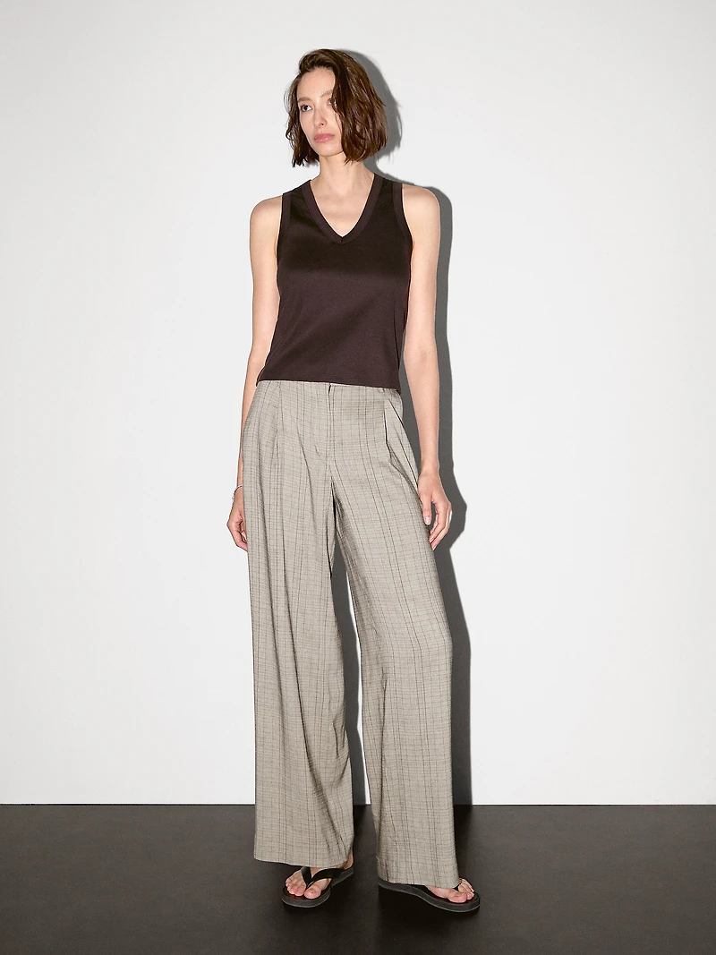 Check print suit trousers
