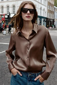 IRIDESCENT FLOWY SHIRT