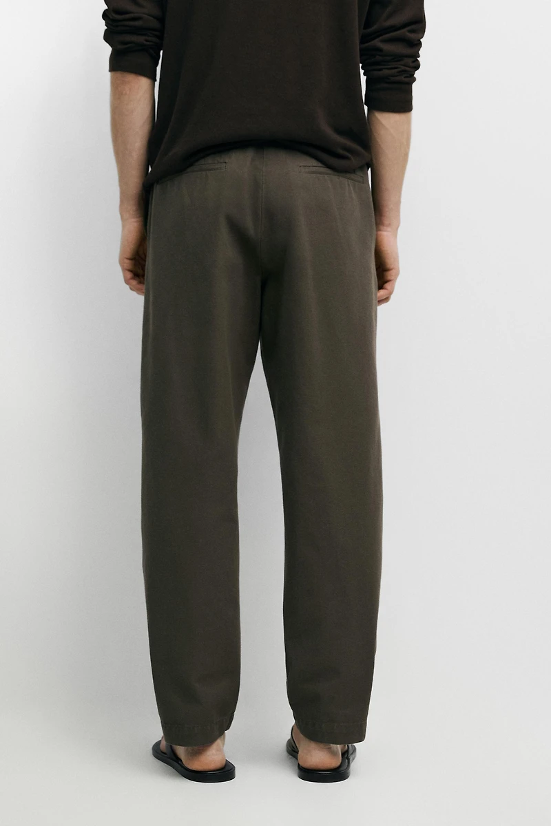 Tapered fit cotton pants