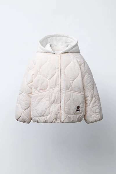 VESTE REMBOURRÉE À CAPUCHE OURS BRODÉ