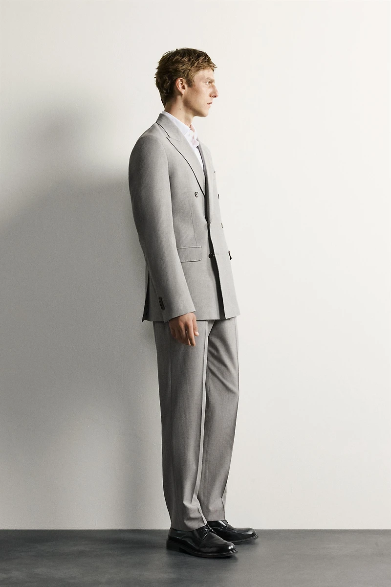 STRIPED DOUBLE BREASTED SUIT BLAZER