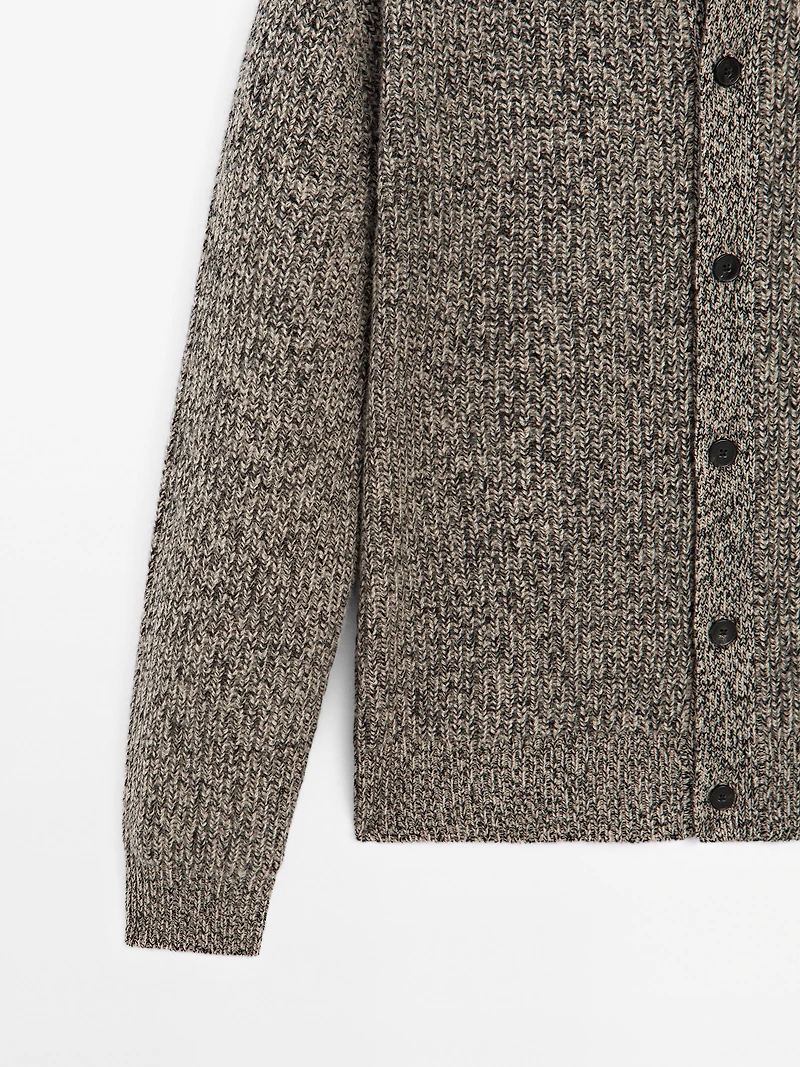 Cardigan en maille chinée 100 % laine