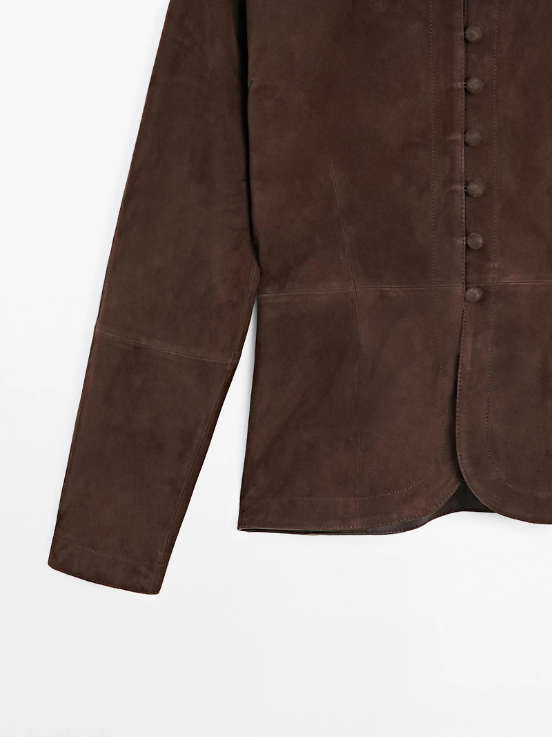 Short suede leather shirt