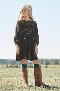 LIMITED EDITION EMBROIDERED FLORAL VELVET DRESS