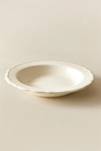 EARTHENWARE SOUP PLATE WITH RAISED-DESIGN EDGE