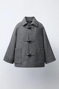 MELANGE COAT WITH WOOL FIREMAN CLASPS