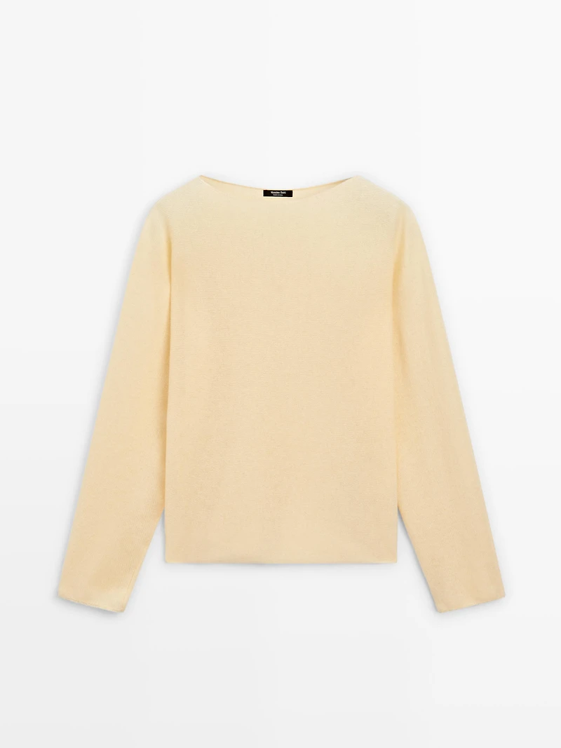 Boat neck knit sweater