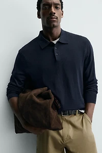 WOOL AND SILK KNIT POLO