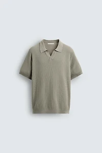 RIBBED KNIT POLO SHIRT