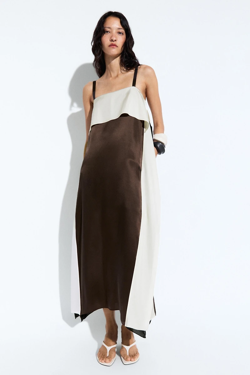 Flowing color-block midi dress