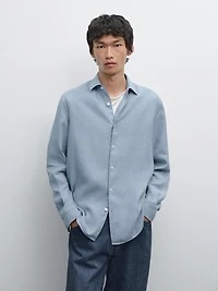 Slim fit linen blend shirt