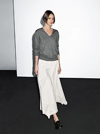 Wool blend V-neck knit sweater