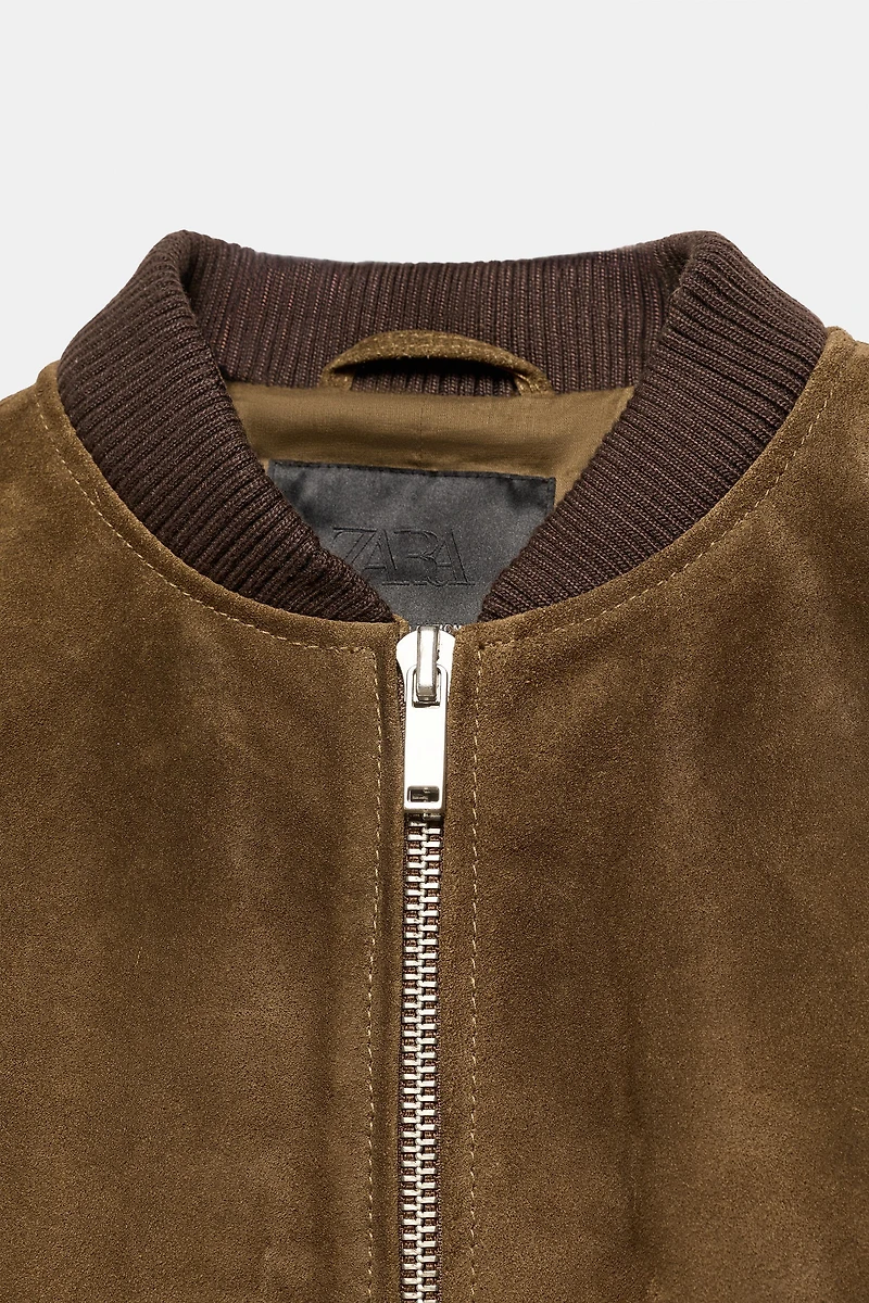 100% SUEDE BOMBER JACKET ZW COLLECTION LIMITED EDITION