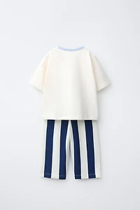 ENSEMBLE JOGGING T-SHIRT ET PANTALON À RAYURES