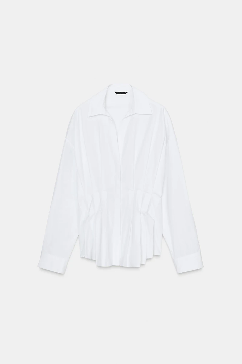 PLEATED POPLIN SHIRT