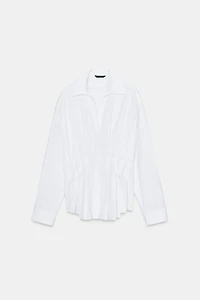 PLEATED POPLIN SHIRT