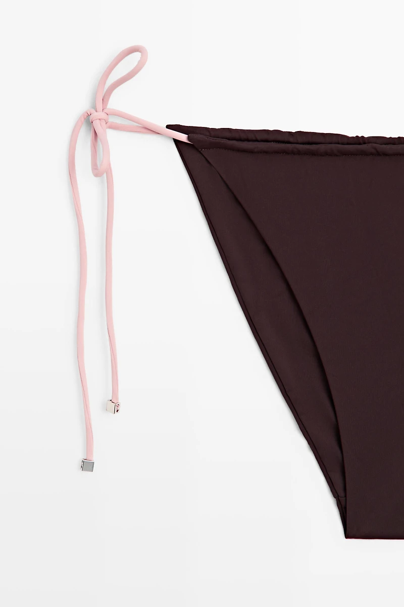 Contrast tie-side bikini bottoms