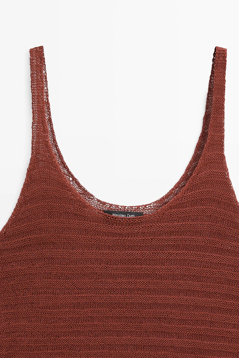 Textured knit strappy top