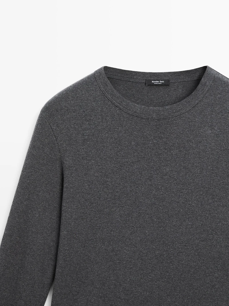 Ribbed long sleeve melange T-shirt