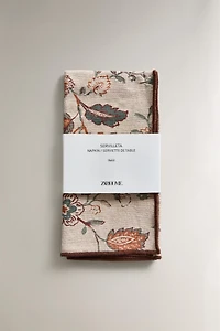 SET OF FLORAL PRINT NAPKINS WITH TOPSTITCHING (SET OF 2)