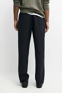 Linen trousers with a striped pattern
