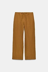 100% LINEN STRIPED TROUSERS
