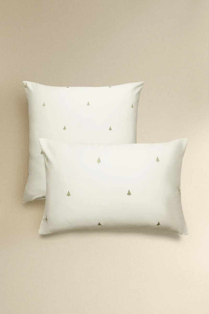 EMBROIDERED SATEEN CHRISTMAS PILLOWCASE
