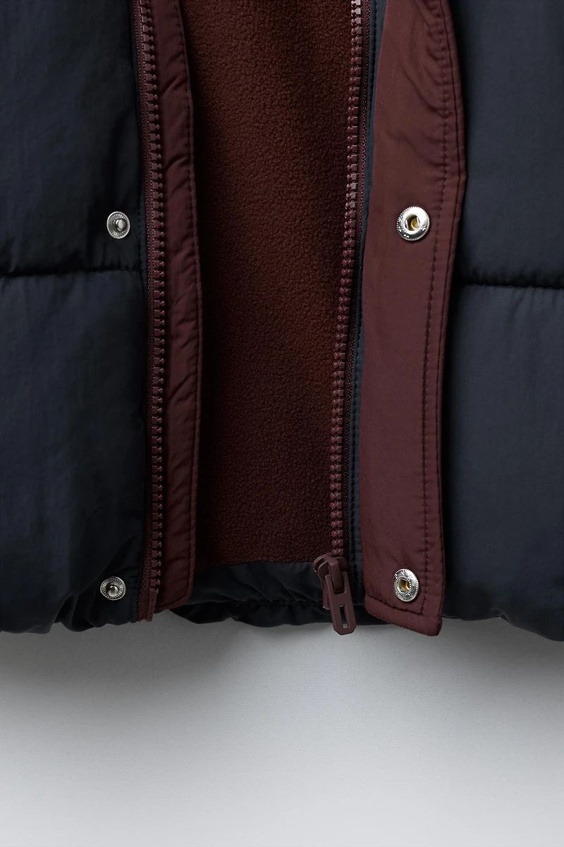 MANTEAU MATELASSÉ POLAIRE COLOR BLOCK DÉPERLANT