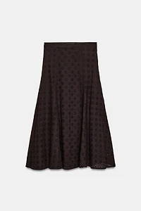 EMBROIDERED EYELET MIDI SKIRT