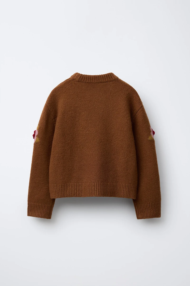 KNITTED JUMPER WITH EMBROIDERED FLOWERS