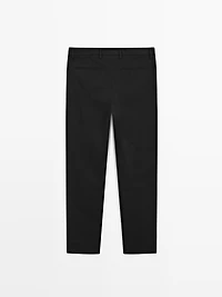 Slim fit cotton blend trousers