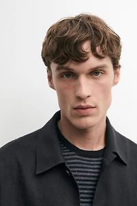 Linen total look overshirt with pocket details