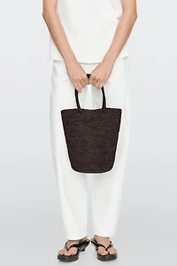 Mini raffia bucket bag