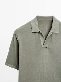 Knit V-neck polo shirt