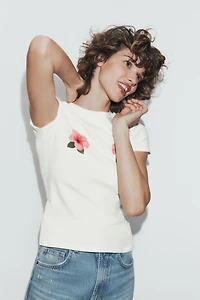 FLORAL PRINT SHORT SLEEVE T-SHIRT