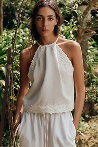 HALTER TOP WITH CROCHET DETAIL
