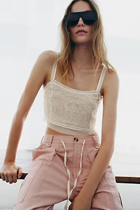 ZW COLLECTION EMBROIDERED CROPPED TOP