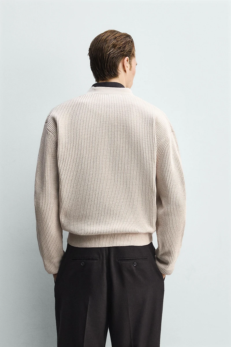 TEXTURED RELAXED FIT CARDIGAN