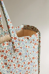 FLORAL COTTON BEACH BAG