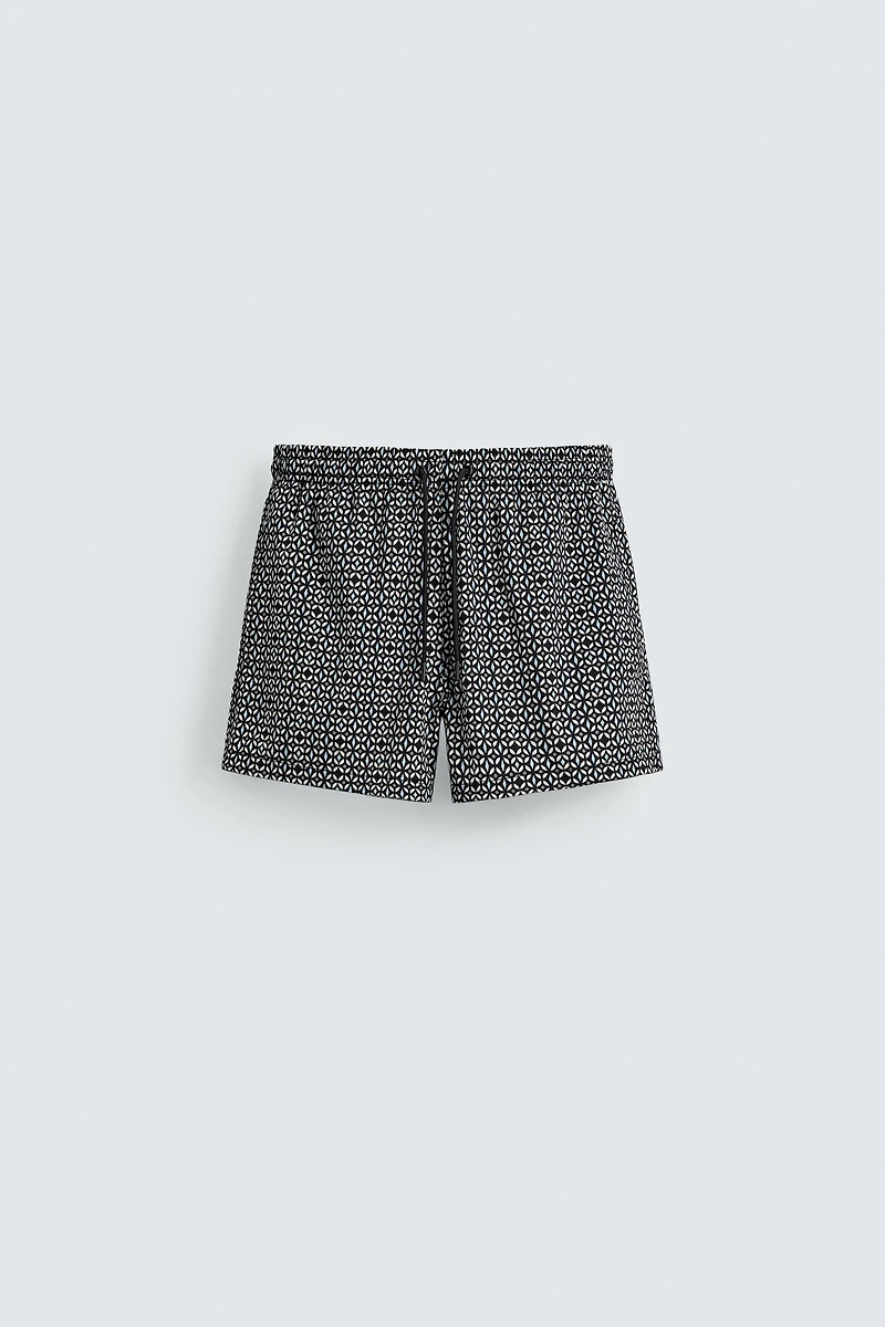 GEOMETRIC PRINT SHORT SWIMSUIT