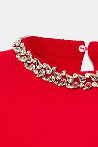 JEWEL NECK SHOULDER PAD TOP