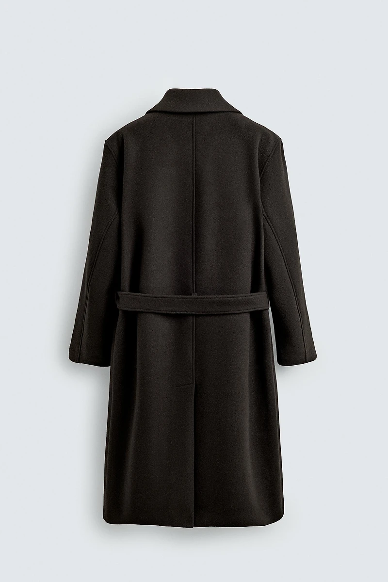 MANTEAU CROISÉ AVEC LAINE ET CEINTURE