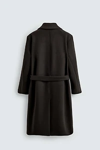 MANTEAU CROISÉ AVEC LAINE ET CEINTURE